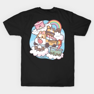 Boba Tea Corgi Space Shuttle Rainbow T-Shirt